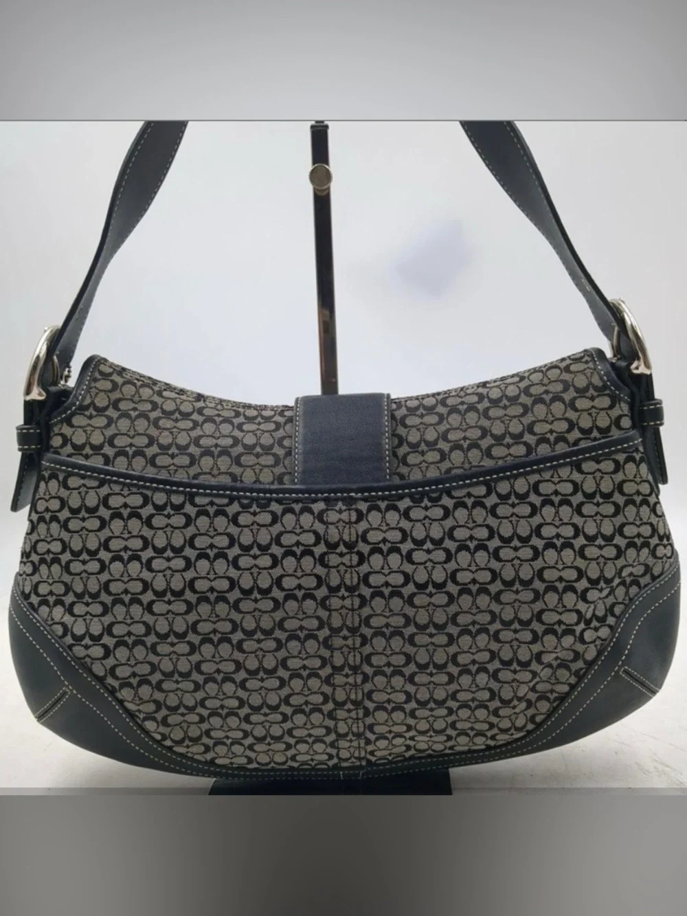 Coach Vintage Soho Black Signature Canvas Shoulder Bag with Silver Hardware - Picture 9 of 9